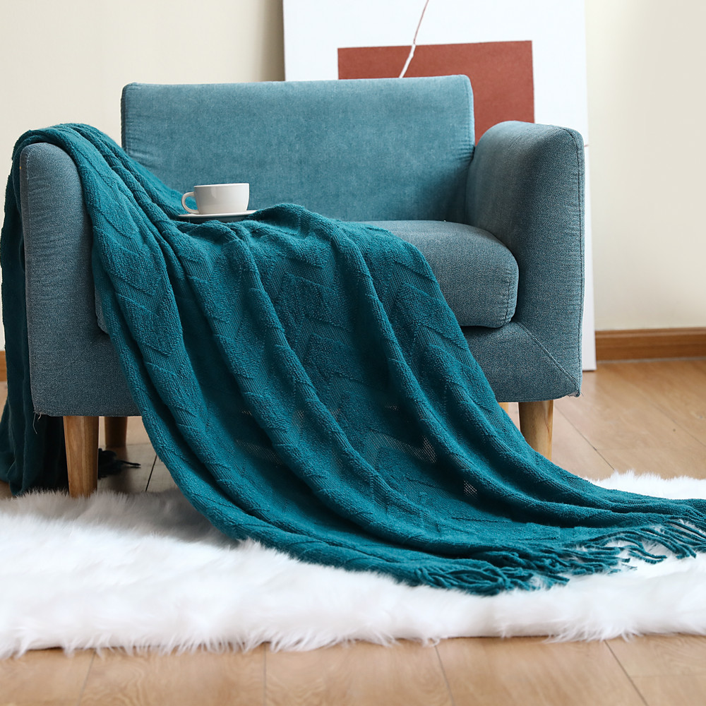 Wool Blanket Herringbone - Plaid tricoté à motif chevrons, couleur
