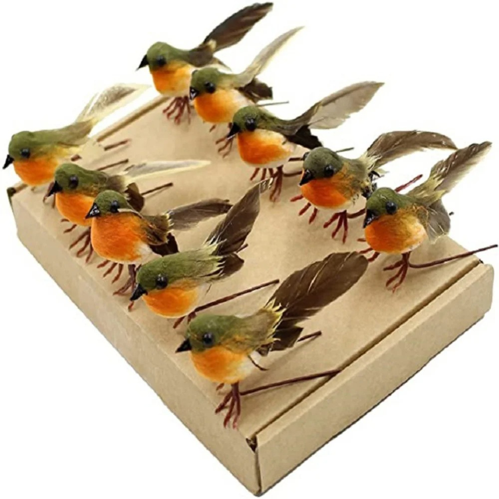 Home And Textiles Today - Plume artificielle Robin oiseau ornement arbre