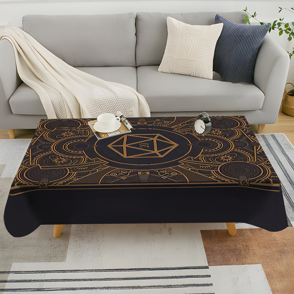 Home And Textiles - Nappe à motif d'engrenages dorés noirs