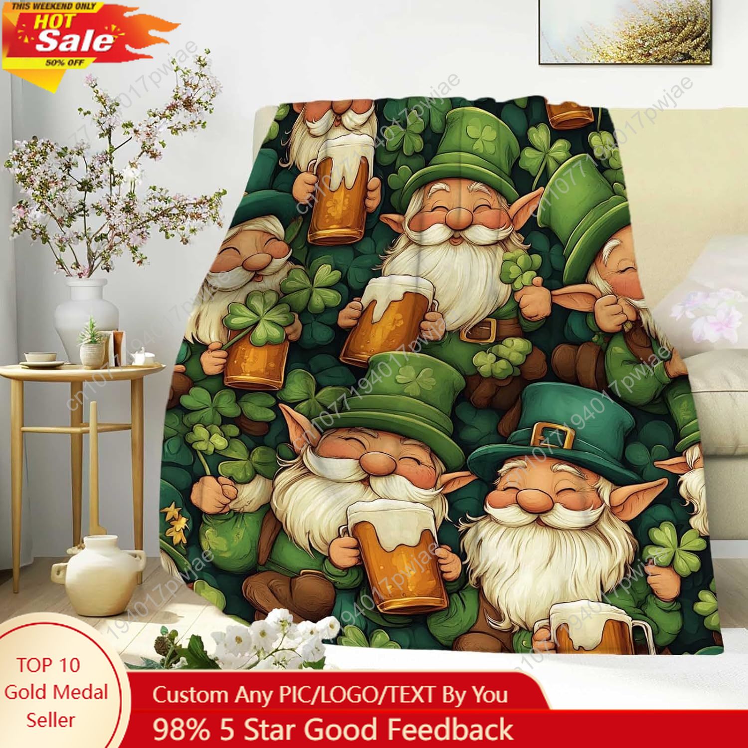 Home And Textiles Today - Couverture Gnome de la Saint-Patrick avec