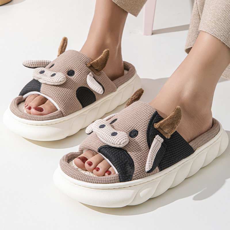 Home And Textiles - Chaussons d'intérieur unisexes en lin pour